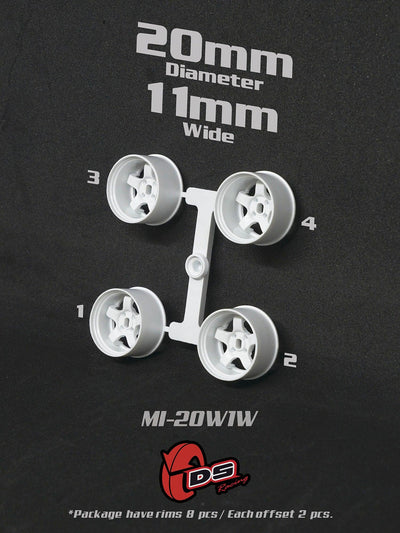 Mini Z W white rims - 20mm - 11mm - Ds racing