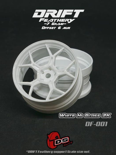 Feathery drift rims (2pcs) - Bright white - +6mm - DS Racing