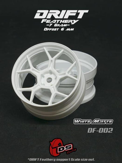 Feathery drift rims (2pcs) - Matte white - +6mm - DS Racing
