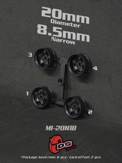 Mini Z N black rims - 20mm - 8.5mm - Ds racing