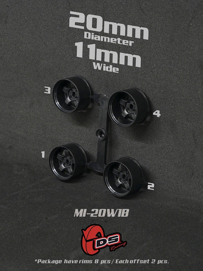 Mini Z W black rims - 20mm - 11mm - Ds racing