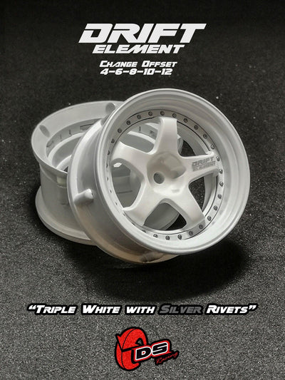 Drift Element adjustable rims white/silver hardware - DS Racing