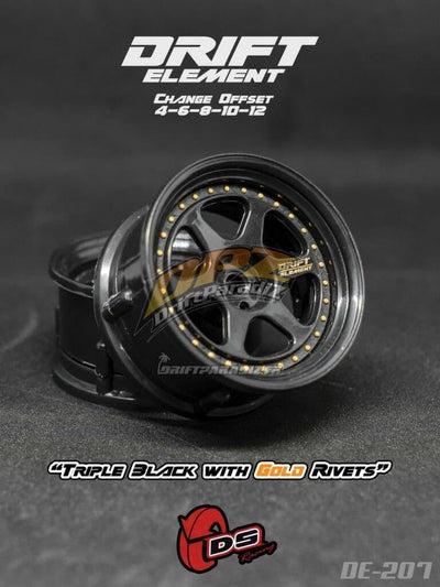 Drift Element II adjustable rims Black/gold screws - DS racing