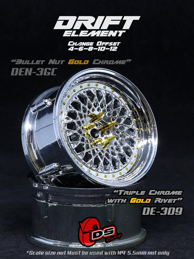 Drift Element Mesh Chrome/gold rims - DS racing