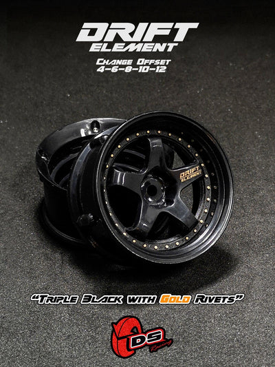 Drift Element adjustable rims Black/gold - DS Racing