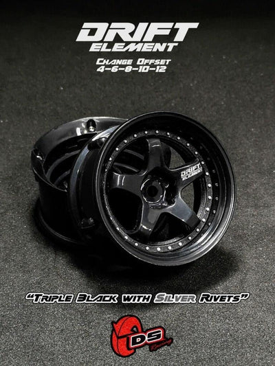 Drift Element adjustable rims Black/silver hardware - DS Racing