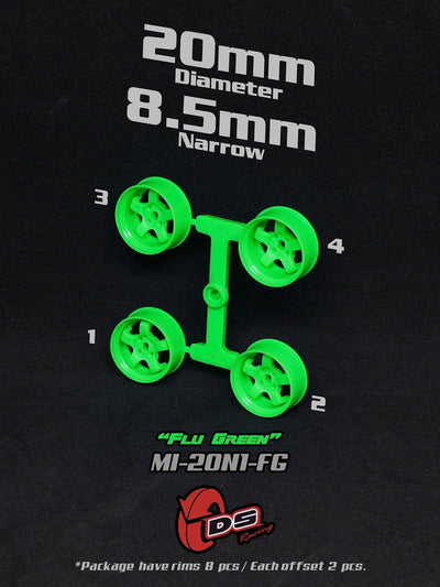 Green Mini Z N rims - 20mm - 8.5mm - Ds racing