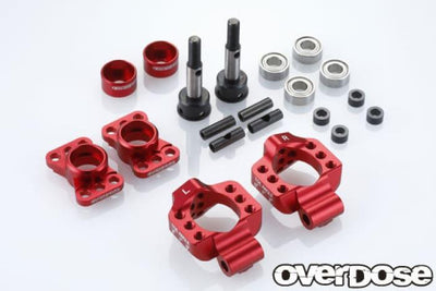Red - Adjustable aluminium rear spindles for OD/YOKOMO/REVED - OVERDOSE